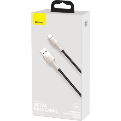 Дата кабель USB 3.1 AM to Type-C 0.25m CAKF 6.0A 66W Cafule Series Metal Data Cable Black Baseus (CAKF000001)