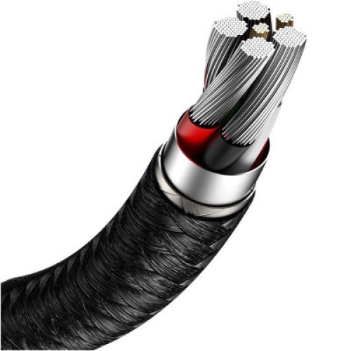 Дата кабель USB 3.1 AM to Type-C 0.25m CAKF 6.0A 66W Cafule Series Metal Data Cable Black Baseus (CAKF000001)