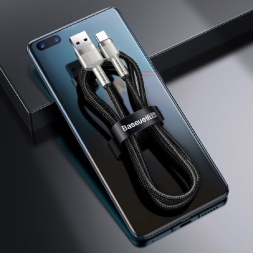 Дата кабель USB 3.1 AM to Type-C 0.25m CAKF 6.0A 66W Cafule Series Metal Data Cable Black Baseus (CAKF000001)
