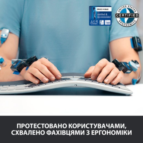 Клавиатура Logitech ERGO K860 for Business Bluetooth/Wireless UA Black (920-010352)