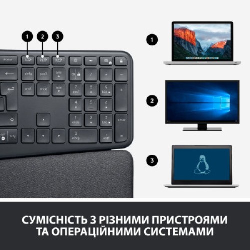Клавиатура Logitech ERGO K860 for Business Bluetooth/Wireless UA Black (920-010352)