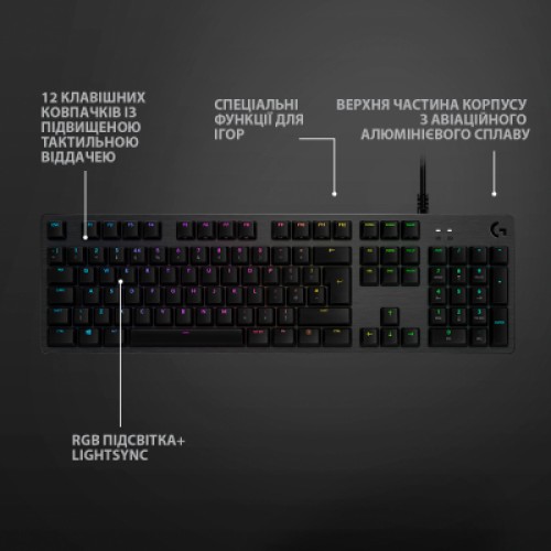 Клавиатура Logitech G512 Lightsync RGB Mechanical GX Red USB UA Carbon (920-009370)