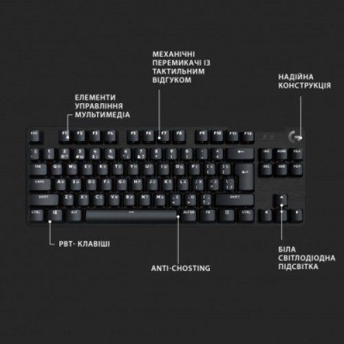 Клавиатура Logitech G413 TKL SE Mechanical Tactile Switch USB UA Black (920-010446)