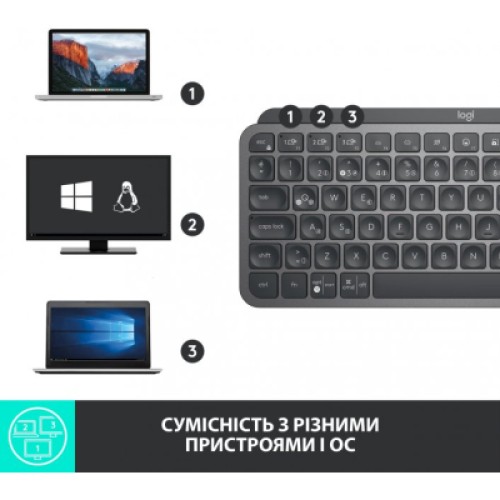 Клавиатура Logitech MX Keys Mini Wireless Illuminated UA Graphite (920-010498)