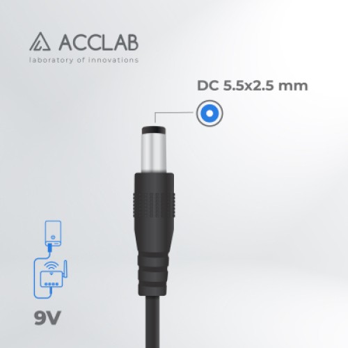 Кабель питания USB to DC 5.5х2.5mm 9V 1A ACCLAB (1283126565113)