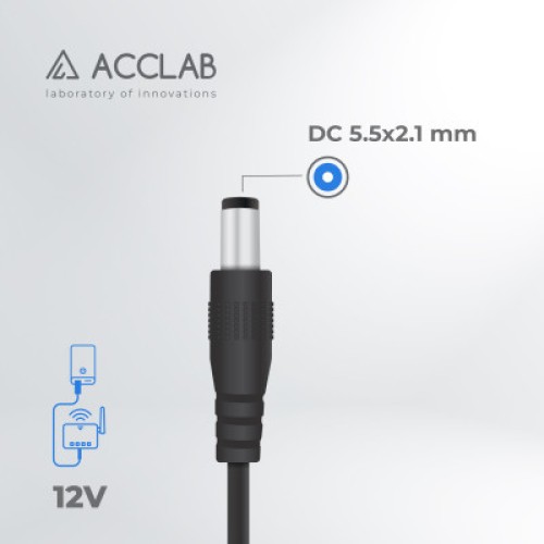 Кабель питания USB to DC 5.5х2.1mm 12V 1A ACCLAB (1283126565120)
