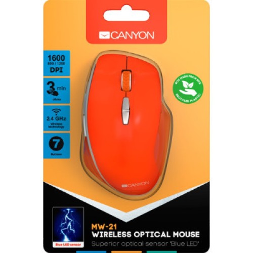 Мышка Canyon MW-21 Wireless Blue LED Red (CNS-CMSW21R)
