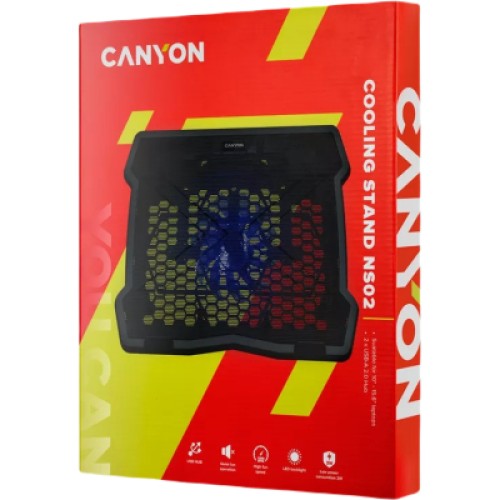Подставка для ноутбука Canyon NS02, 10-15.6 laptop, single fan with 2x2.0 USB hub (CNE-HNS02)