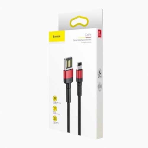 Дата кабель USB 2.0 AM to Lightning 1.0m Cafule Special Edition 2.4A Black-Red Baseus (CALKLF-G91)