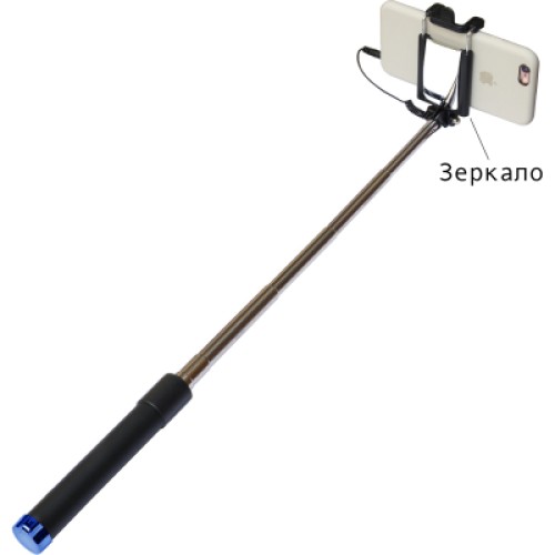 Монопод для селфи Grand-X Mirror 360 + зеркало U-крепление Blue (MI3UBE)