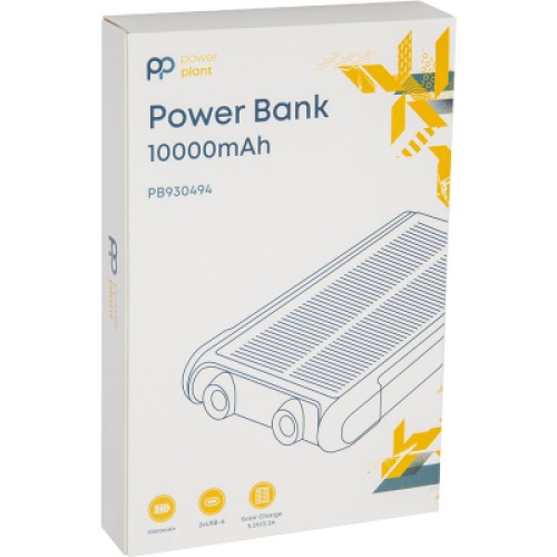 Батарея универсальная PowerPlant 10000mAh, USB-A*2, + Solar 5.5V-0,2A (PB930494)