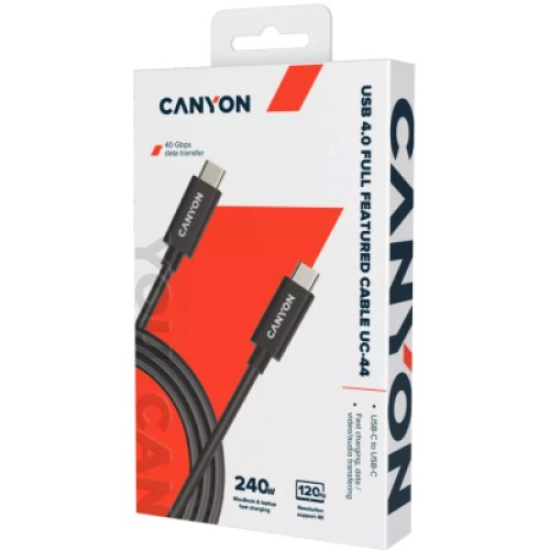 Дата кабель USB-C to USB-C 1.0m UC-44 5A 240W(ERP) E-MARK, black Canyon (CNS-USBC44B) Дата кабель USB-C to USB-C 1.0m UC-44 5A 240W(ERP) E-MARK, black Canyon (CNS-USBC44B)