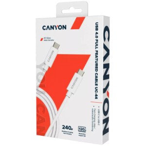 Дата кабель USB-C to USB-C 1.0m UC-44 5A 240W(ERP) E-MARK, white Canyon (CNS-USBC44W)