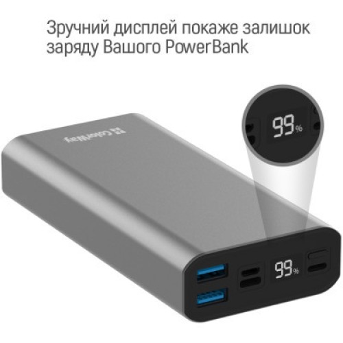 Батарея универсальная ColorWay 20 000 mAh PD/20W, QC/3.0, USB-C/Micro-USB/Lightning/USB-A max.22.5W Gray (CW-PB200LPH3GR-PDD)