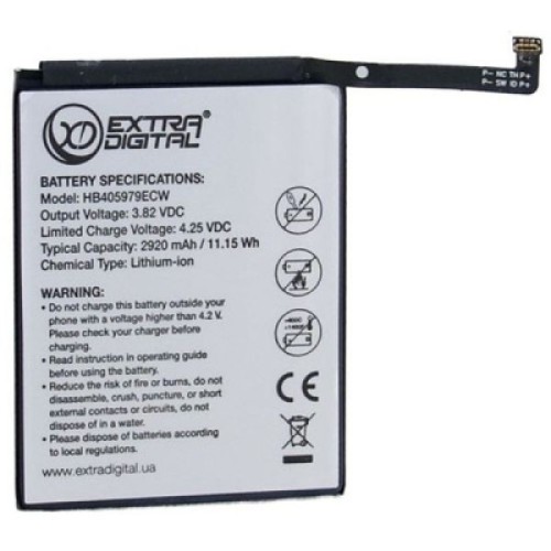 Аккумуляторная батарея Extradigital Huawei Nova Plus HB405979ECW 2920 mAh (BMH6497)