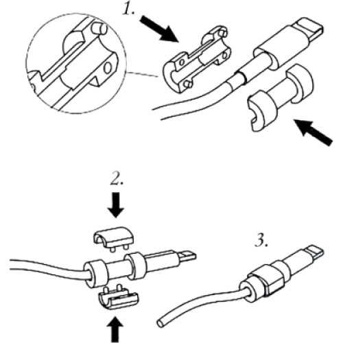 Держатель для кабеля Extradigital Cable Clips Savior for Aplle iPhone, защита от заломов, Red (KBC1738)