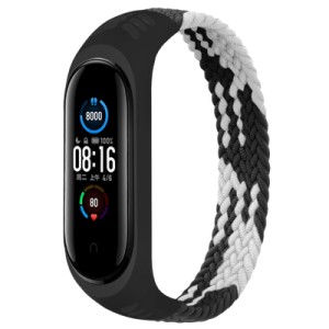 Ремешок для фитнес браслета BeCover Elastic Nylon Style для Xiaomi Mi Smart Band 5/6 (Size L) Black-White (706158)