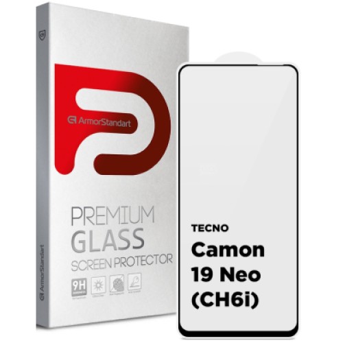 Стекло защитное Armorstandart Full Glue TECNO Camon 19 Neo (CH6i) Black (ARM62087)