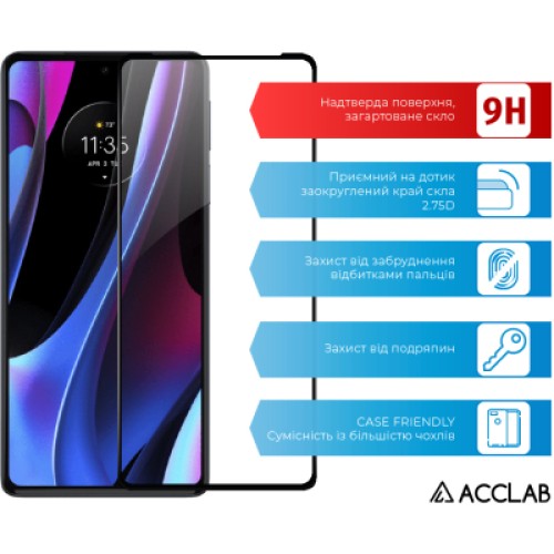 Стекло защитное ACCLAB Full Glue MOTO EDGE 30 Pro 5G (1283126528545)