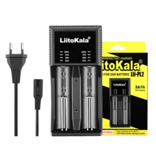 Зарядное устройство для аккумуляторов Liitokala 2 Slots, LED indicator, Li-ion(18650...RCR123...26650), NiMH(AA, AAA, SC, C) (Lii-PL2)