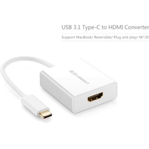 Переходник USB2.0 Type-C to HDMI V1.4b 40273 white Ugreen (40273)