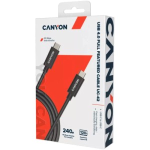 Дата кабель USB-C to USB-C 2.0m UC-42 5A 240W(ERP) E-MARK,black Canyon (CNS-USBC42B)