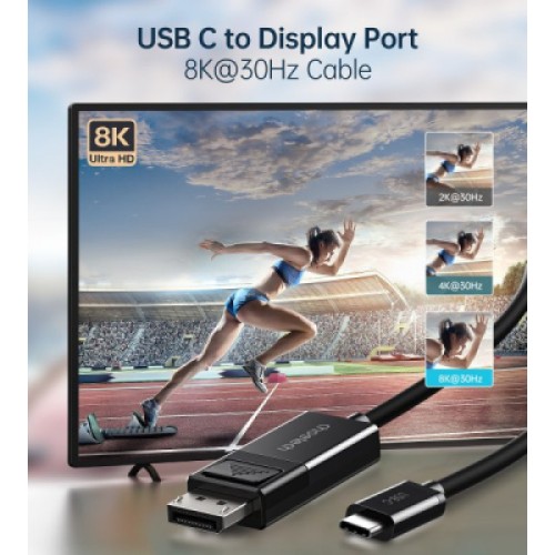 Кабель мультимедийный USB-C to DisplayPort 1.8m 8K 30Hz Choetech (XCP-1803-BK)