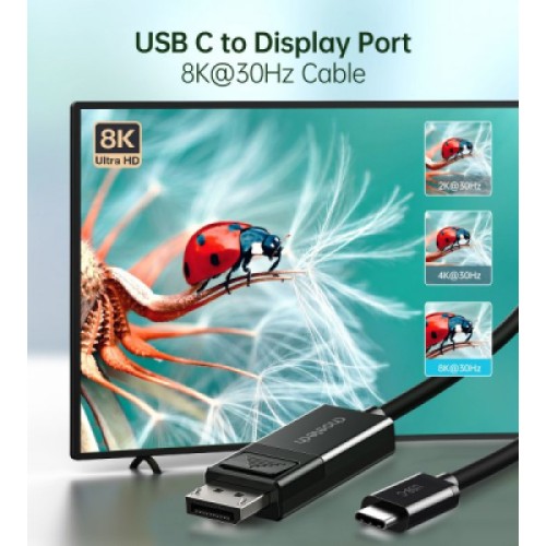 Кабель мультимедийный USB-C to DisplayPort 1.8m 8K 30Hz Choetech (XCP-1803-BK)