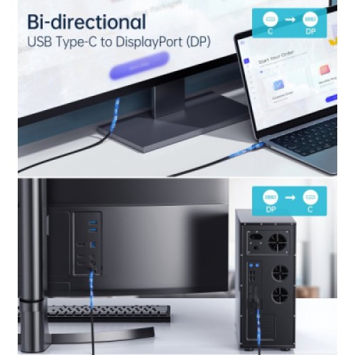 Кабель мультимедийный USB-C to DisplayPort 1.8m 8K 30Hz Choetech (XCP-1803-BK)