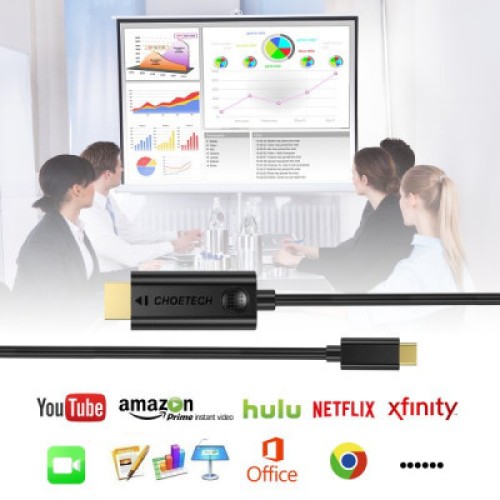 Кабель мультимедийный USB-C to HDMI 3.0m 4K 30Hz Choetech (XCH-0030BK)