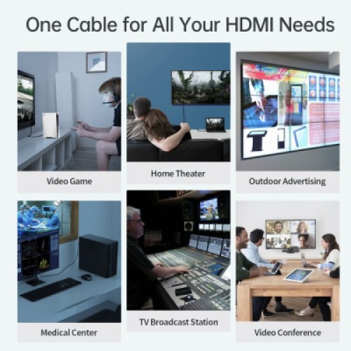 Кабель мультимедийный HDMI to HDMI 2.0m V.2.1 8K 60Hz HDR10 HLG 48Gbps YUV 444 Choetech (XHH-TP20)