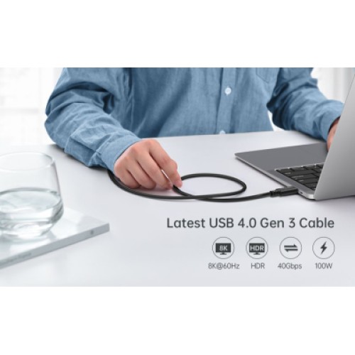 Дата кабель USB-C to USB-C 0.8m USB4 40Gbps PD 100W 8K60Hz Choetech (XCC-1028-BK)
