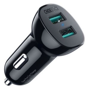 Зарядное устройство Choetech car 2хUSB-A 36W QC black (C0051-BK)
