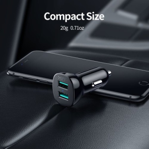Зарядное устройство Choetech car 2хUSB-A 36W QC black (C0051-BK)