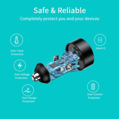 Зарядное устройство Choetech car 2хUSB-C 40W PD black (С0054-BK)