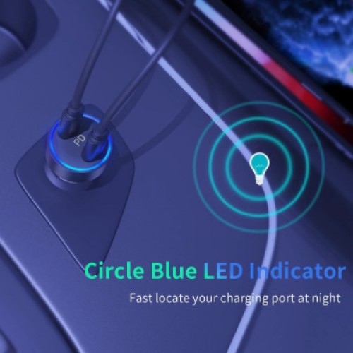 Зарядное устройство Choetech car 2хUSB-C 40W PD black (С0054-BK)