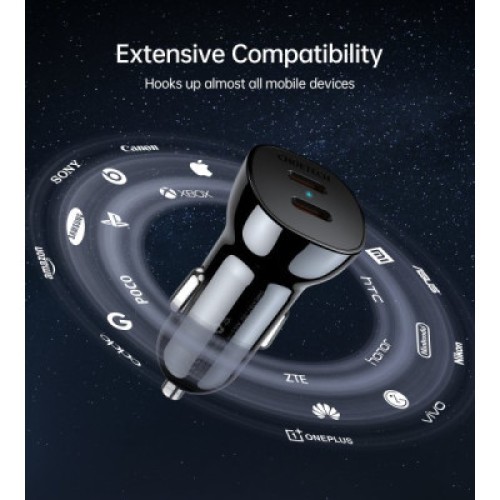 Зарядное устройство Choetech car 2хUSB-C 40W PD black (TC0008-BK)