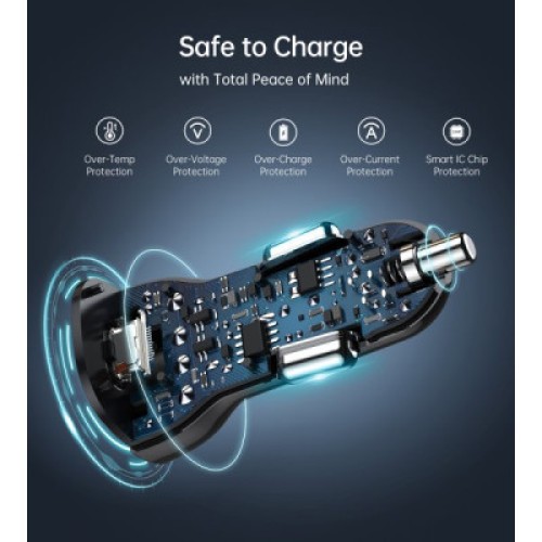 Зарядное устройство Choetech car 2хUSB-C 40W PD black (TC0008-BK)