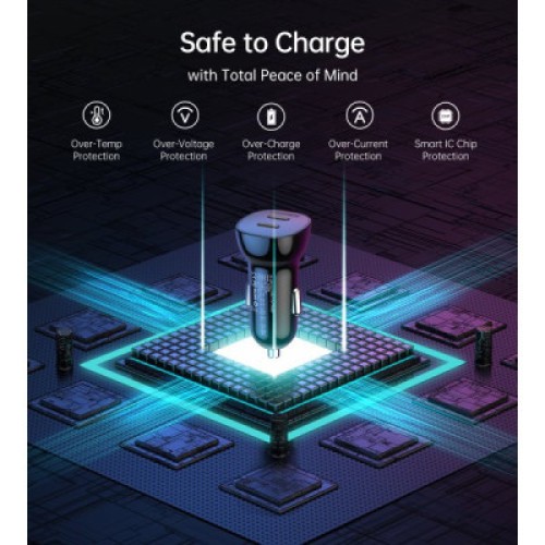 Зарядное устройство Choetech car 2хUSB-C 40W PD black (TC0008-BK)