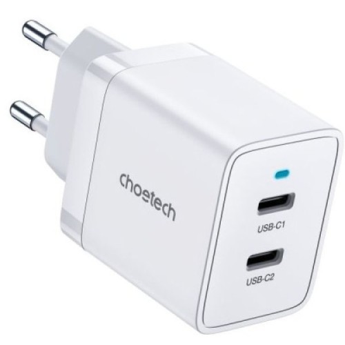 Зарядное устройство Choetech 2xUSB-C 40W PD/QC/PPS (Q5006-EU-WH)