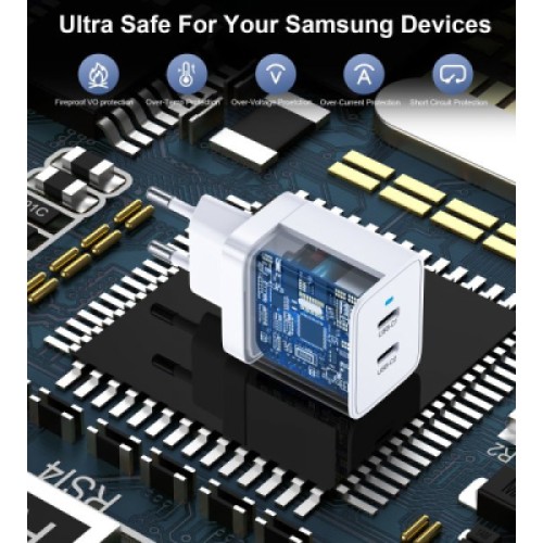 Зарядное устройство Choetech 2xUSB-C 40W PD/QC/PPS (Q5006-EU-WH)