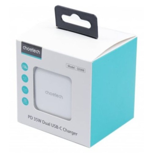 Зарядное устройство Choetech 2xUSB-С 35W PD/QC (Q5008-EU-WH)