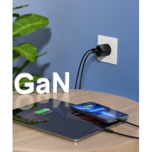 Зарядное устройство Choetech GaN USB-A/USB-C 33W QC3.0/PD/PPS (PD5006-EU-BK)