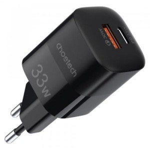 Зарядное устройство Choetech GaN USB-A/USB-C 33W QC3.0/PD/PPS (PD5006-EU-BK)