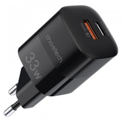 Зарядное устройство Choetech GaN USB-A/USB-C 33W QC3.0/PD/PPS (PD5006-EU-BK)