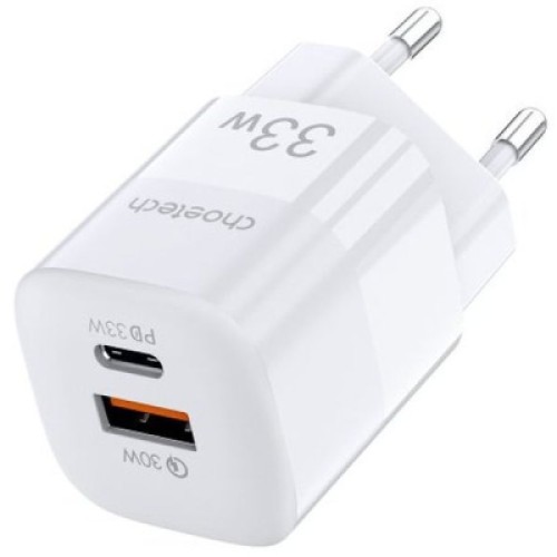 Зарядное устройство Choetech GaN USB-A/USB-C 33W QC3.0/PD/PPS (PD5006-EU-WH)