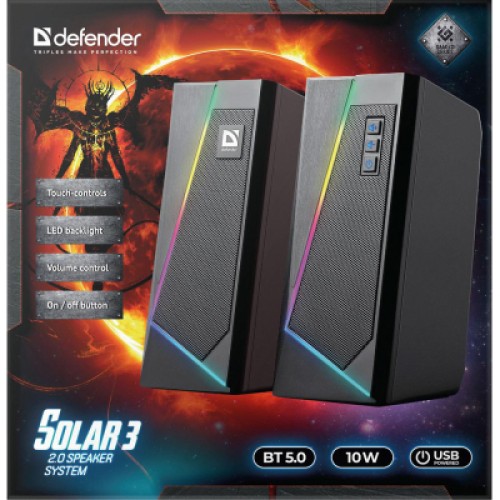 Акустическая система Defender Solar 3 Bluetooth Light USB Black (65103)