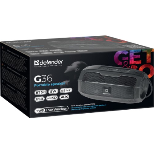 Акустическая система Defender G36 5Вт FM/microSD/USB Black (65036)