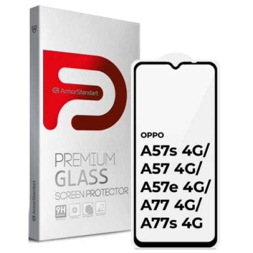 Стекло защитное Armorstandart Full Glue OPPO A57s 4G/A57 4G/A57e 4G/A77 4G/A77s 4G Black (ARM64685)