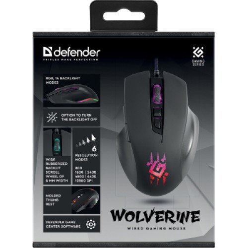Мышка Defender Wolverine GM-700L RGB USB Black (52700)